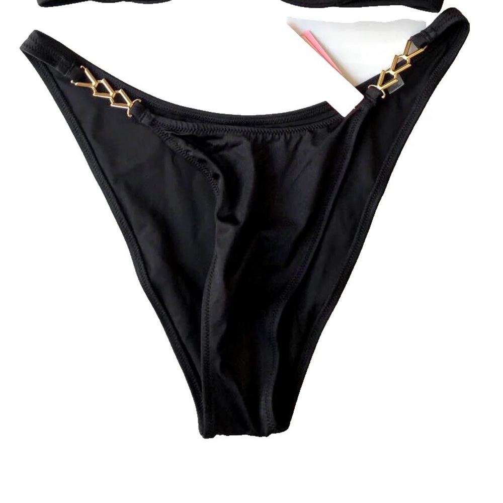 Victoria Secret Black Bikini Top and Bottom with Swim Chain Strap XS - Picture 3 of 4